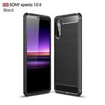 For Sony Xperia 10 II Brushed Texture Carbon Fiber TPU Case(Black)