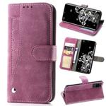 For Galaxy S20 Ultra Rotary Card Matte PU Leather Case with Card Slots & Photo Frame & Holder(Magenta)