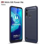 For Motorola Moto G8 Power Lite Brushed Texture Carbon Fiber TPU Case(Navy Blue)