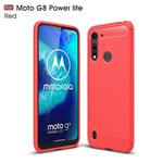 For Motorola Moto G8 Power Lite Brushed Texture Carbon Fiber TPU Case(Red)