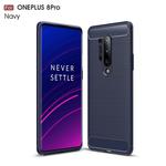 For OnePlus 8 Pro Brushed Texture Carbon Fiber TPU Case(Navy Blue)