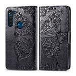 For Moto G8 Power Butterfly Love Flower Embossed Horizontal Flip Leather Case with Bracket / Card Slot / Wallet / Lanyard(Black)