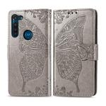 For Moto G8 Power Butterfly Love Flower Embossed Horizontal Flip Leather Case with Bracket / Card Slot / Wallet / Lanyard(Gray)