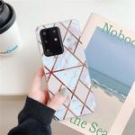 For Galaxy S20 Plating Colorful Geometric Pattern Mosaic Marble TPU Mobile Phone Case(White PJ3)