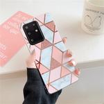 For Galaxy S20 Ultra Plating Colorful Geometric Pattern Mosaic Marble TPU Mobile Phone Case(Pink PJ1)