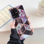 For Galaxy A71 Plating Colorful Geometric Pattern Mosaic Marble TPU Mobile Phone Case(Black PJ6)