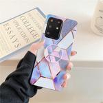 For Galaxy A71 Plating Colorful Geometric Pattern Mosaic Marble TPU Mobile Phone Case with Folding Bracket(Blue PF4)