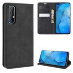 For Oppo Reno3 Pro Retro-skin Business Magnetic Suction Leather Case with Holder & Card Slots & Wallet(Black)