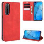 For Oppo Reno3 Pro Retro-skin Business Magnetic Suction Leather Case with Holder & Card Slots & Wallet(Red)