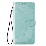 For Xiaomi Mi 10 Pro 5G Halfway Mandala Embossing Pattern Horizontal Flip Leather Case , with Holder & Card Slots & Wallet & Photo Frame & Lanyard(Green)