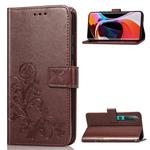 For Xiaomi Mi 10 Pro Lucky Clover Pressed Flowers Pattern Leather Case with Holder & Card Slots & Wallet & Hand Strap(Brown)