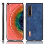 For Oppo Find X2 Pro Shockproof Sewing Cow Pattern Skin PC + PU + TPU Case(Blue)