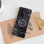 For Galaxy S20 Ultra TPU Smooth Marble Pattern With Folding Bracket Mobile Phone Cose(Black  A30)
