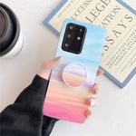 For Galaxy S20 Plus TPU Smooth Marble Pattern With Folding Bracket Mobile Phone Cose(Rainbow A16)