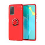 For Huawei Honor 30S Metal Ring Holder 360 Degree Rotating TPU Case(Red+Red)