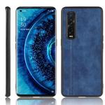 For Oppo Find X2 Pro Regular Version  Shockproof Sewing Cow Pattern Skin PC + PU + TPU Case(Blue)