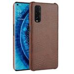 For Oppo Find X2 Shockproof Crocodile Texture PC + PU Case(Brown)