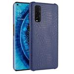 For Oppo Find X2 Shockproof Crocodile Texture PC + PU Case(Blue)