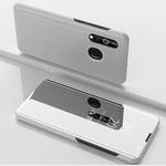 For OPPO A8 Plated Mirror Horizontal Flip Leather Case with Holder(Silver)