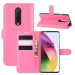 For OnePlus 8 Litchi Texture Horizontal Flip Protective Case with Holder & Card Slots & Wallet(Rose red)