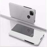For Google Pixel 4a Plated Mirror Horizontal Flip Leather Case with Holder(Silver)