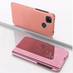 For Google Pixel 4a Plated Mirror Horizontal Flip Leather Case with Holder(Rose Gold)