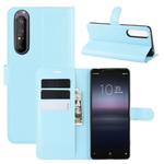 For Sony Xperia 1 II Litchi Texture Horizontal Flip Protective Case with Holder & Card Slots & Wallet(Blue)