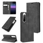 For Sony Xperia 10 II Retro-skin Business Magnetic Suction Leather Case with Holder & Card Slots & Wallet(Black)