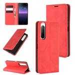 For Sony Xperia 10 II Retro-skin Business Magnetic Suction Leather Case with Holder & Card Slots & Wallet(Red)