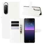 For Sony Xperia 10 II Litchi Texture Horizontal Flip Protective Case with Holder & Card Slots & Wallet(White)