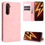 For OPPO Realme 6 Pro Retro-skin Business Magnetic Suction Leather Case with Holder & Card Slots & Wallet(Pink)