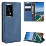 For Huawei P40 Pro+ Retro-skin Business Magnetic Suction Leather Case with Holder & Card Slots & Wallet(Dark Blue)