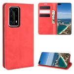 For Huawei P40 Pro+ Retro-skin Business Magnetic Suction Leather Case with Holder & Card Slots & Wallet(Red)