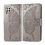 For Huawei P40 Lite/Nova 7i/Nova 6SE Butterfly Love Flower Embossed Horizontal Flip Leather Case with Bracket / Card Slot / Wallet / Lanyard(Gray)