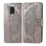 For Xiaomi Redmi Note 9S/Note 9 Pro/Note 9 Pro Max Butterfly Love Flower Embossed Horizontal Flip Leather Case with Bracket / Card Slot / Wallet / Lanyard(Gray)