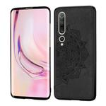 For Xiaomi 10/10 Pro Mandala Embossed Cloth Cover PC + TPU Mobile Phone Case with Magnetic Function and Hand Strap(Black)
