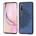 For Xiaomi 10/10 Pro Mandala Embossed Cloth Cover PC + TPU Mobile Phone Case with Magnetic Function and Hand Strap(Blue)