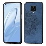 For Xiaomi Redmi Note 9S/Note 9 Pro/Note 9 Pro  Mandala Embossed Cloth Cover PC + TPU Mobile Phone Case with Magnetic Function and Hand Strap(Blue)