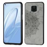 For Xiaomi Redmi Note 9S/Note 9 Pro/Note 9 Pro  Mandala Embossed Cloth Cover PC + TPU Mobile Phone Case with Magnetic Function and Hand Strap(Gray)