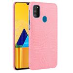 For Galaxy M21 Shockproof Crocodile Texture PC + PU Case(Pink)
