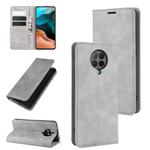 For Xiaomi Redmi K30 Pro Retro-skin Business Magnetic Suction Leather Case with Holder & Card Slots & Wallet(Grey)