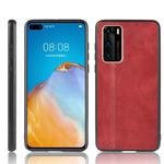 For Huawei P40 Shockproof Sewing Cow Pattern Skin PC + PU + TPU Case(Red)