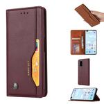 For Huawei P40 Pro Knead Skin Texture Horizontal Flip Leather Case with Photo Frame & Holder & Card Slots & Wallet(Wine Red)