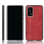 For Huawei P40 Pro+  Shockproof Sewing Cow Pattern Skin PC + PU + TPU Case(Red)