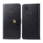 For Galaxy M31 Retro Solid Color Leather Buckle Phone Case with Lanyard & Photo Frame & Card Slot & Wallet & Stand Function(Black)