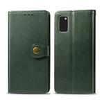For Galaxy A41 Retro Solid Color Leather Buckle Phone Case with Lanyard & Photo Frame & Card Slot & Wallet & Stand Function(Green)