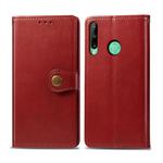 For Huawei Y7P Retro Solid Color Leather Buckle Phone Case with Lanyard & Photo Frame & Card Slot & Wallet & Stand Function(Red)