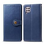 For Huawei P40 Lite/Nova 7i/Nova 6se Retro Solid Color Leather Buckle Phone Case with Lanyard & Photo Frame & Card Slot & Wallet & Stand Function(Blue)
