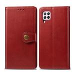 For Huawei P40 Lite/Nova 7i/Nova 6se Retro Solid Color Leather Buckle Phone Case with Lanyard & Photo Frame & Card Slot & Wallet & Stand Function(Red)