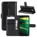 For Nokia C1 Litchi Texture Horizontal Flip Protective Case with Holder & Card Slots & Wallet(Black)